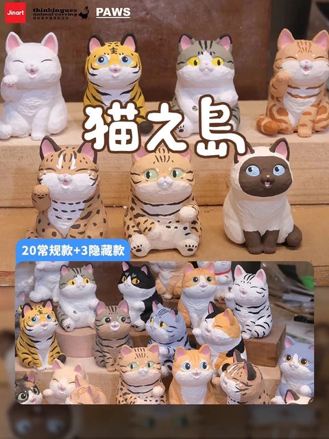 Jinart Woodcarving Animals Cats